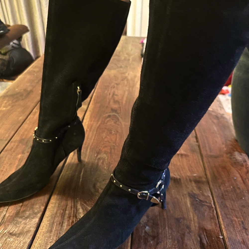 Versace black suede boots